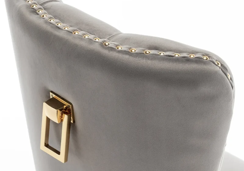Chaises en velours gris avec poignée dorée - Lora x2