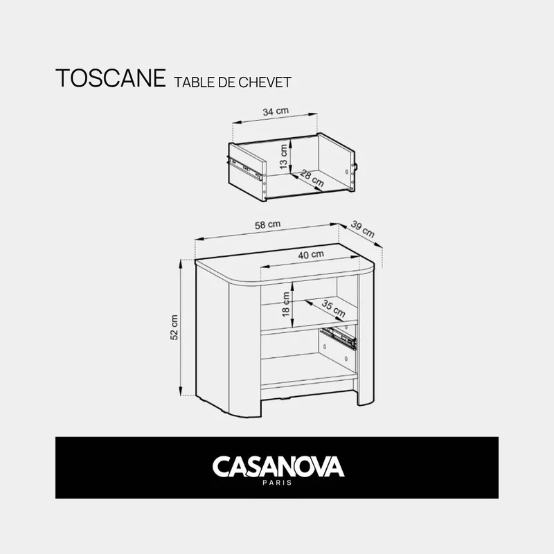 TOSCANE - TABLE DE CHEVET