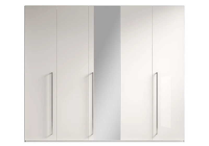 Armoire 5 portes miroir blanc béton – Treviso