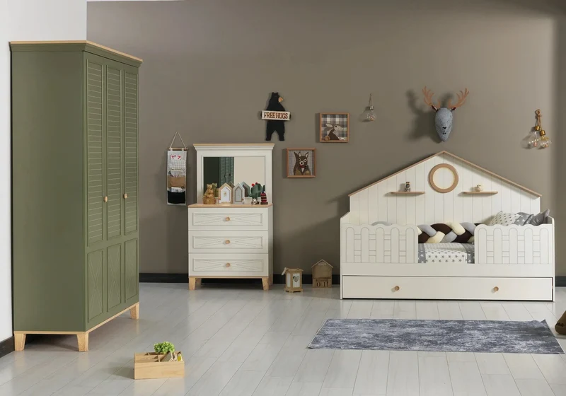 Ensemble chambre bébé Montessori vert ATLAS