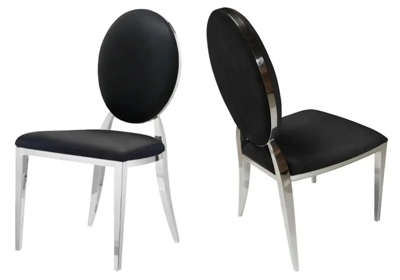 Chaises médaillon velours noir argent - Neo x4