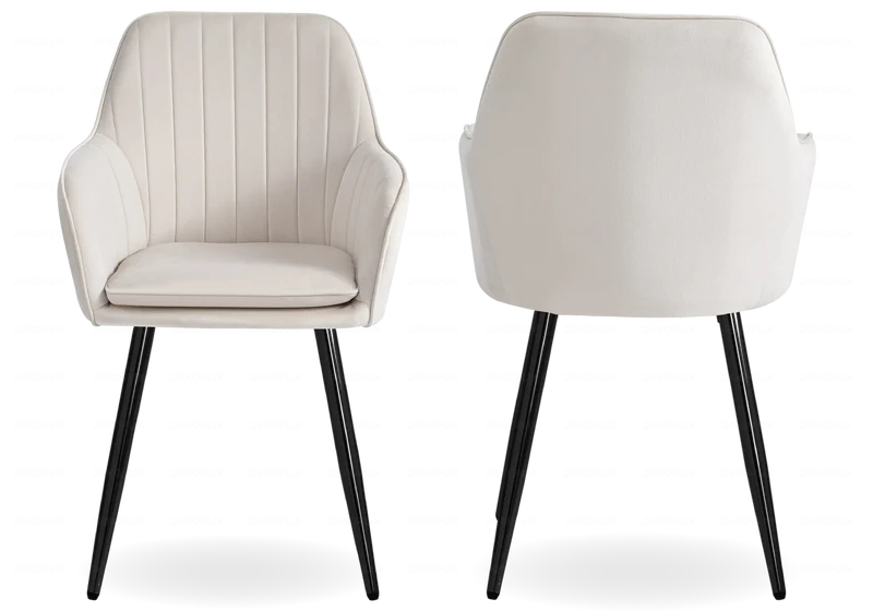 Chaise fauteuil velours beige noir - Avas x2