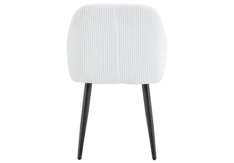 Fauteuil de table enveloppant velours côtelé écru - Dena x2