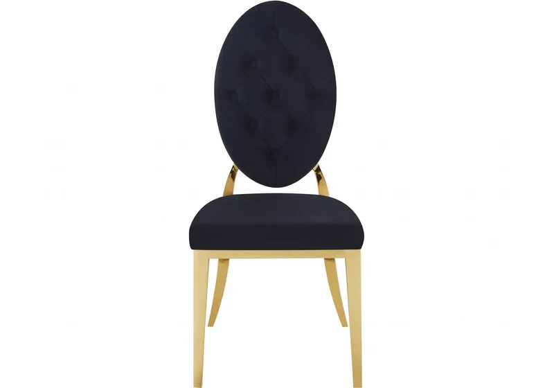 Chaise médaillon capitonnée velours noir doré - Neo x4