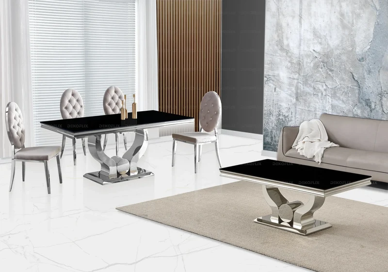 Chaise médaillon capitonnée velours taupe argent - Neo x4