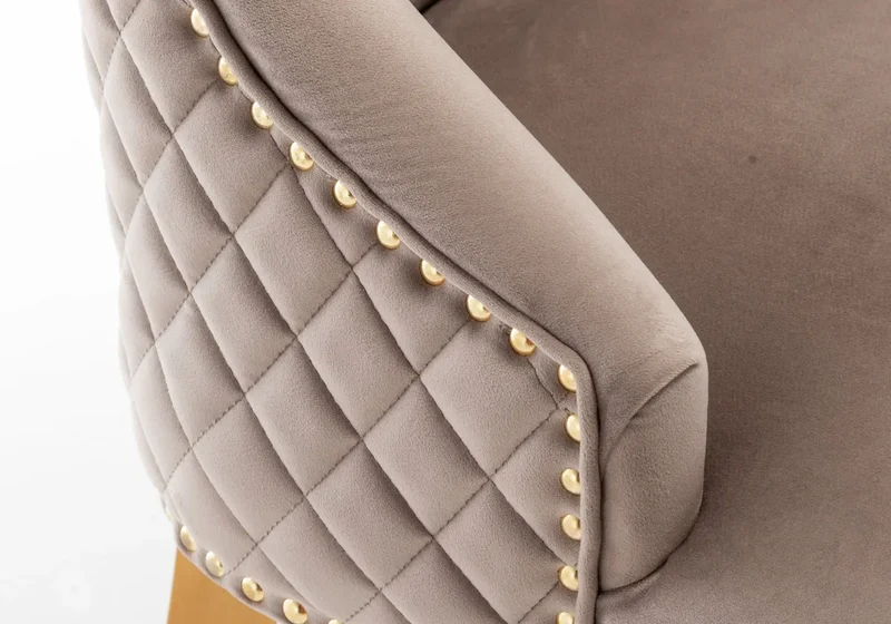 Chaise capitonnée velours moka anneau doré - Lidy x2