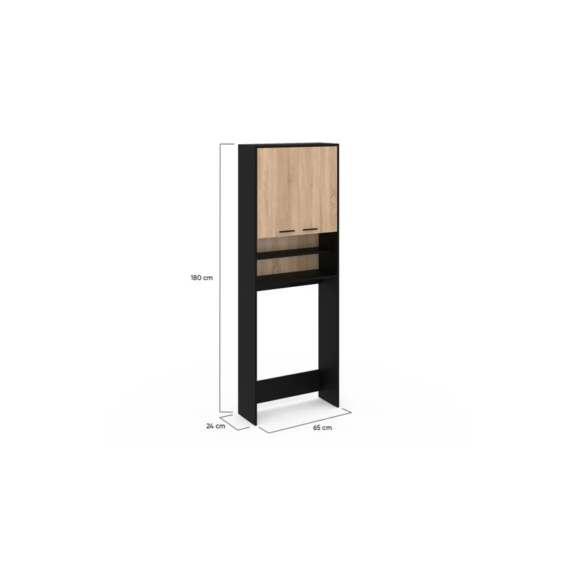 Meuble spécial dessus machine à laver Will noir et bois