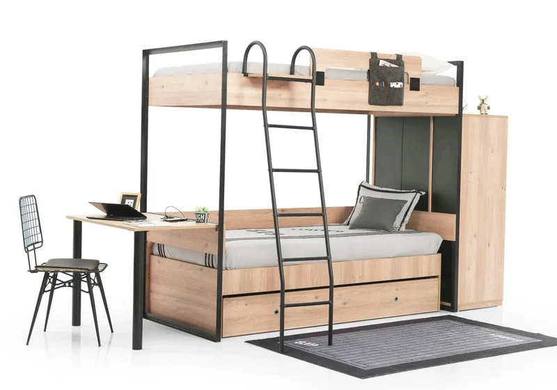 Chambre jeune modulaire et moderne chêne SMART MAX