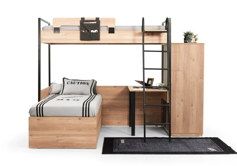Chambre jeune modulaire et moderne chêne SMART MAX