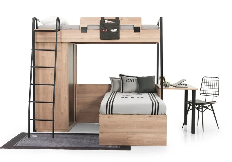 Chambre jeune modulaire et moderne chêne SMART MAX