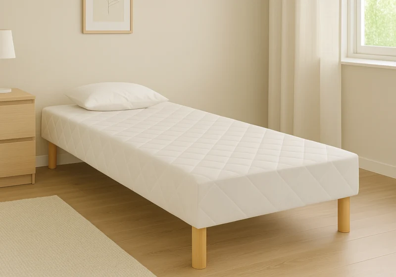 Sommier 1 place tapissier pieds bois - Linea