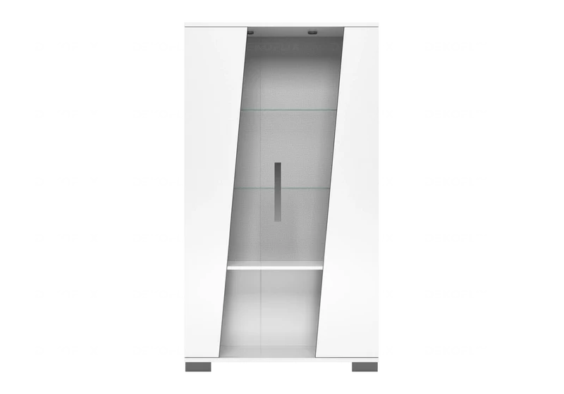 Vitrine 2 portes blanc laqué et verre trempé - Lisa