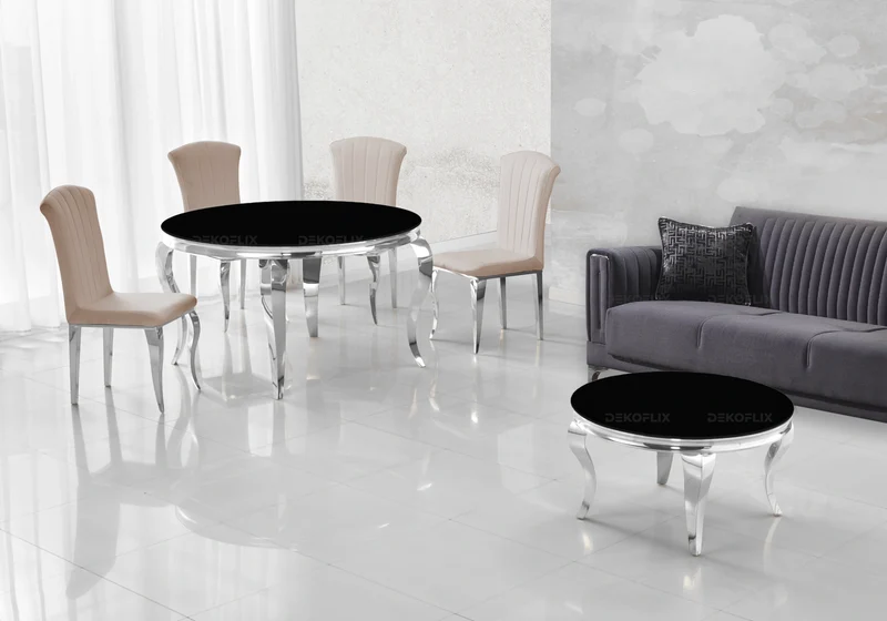 Chaises en velours taupe et pieds argent - Nova x6