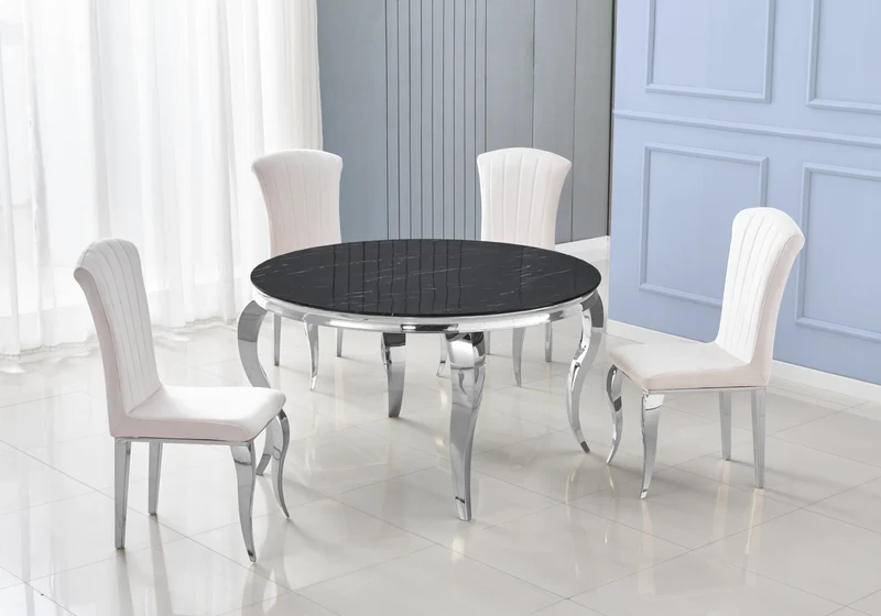 Chaises en velours écru et pieds argent - Nova x6