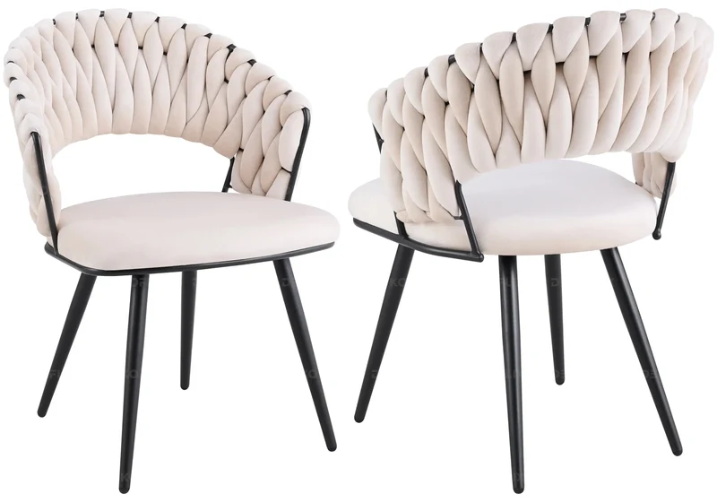 Chaise de table velours taupe pieds noirs - Petra x2