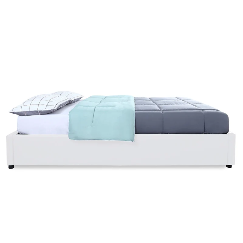 Lit coffre Otto en similicuir blanc avec sommier 160x200cm