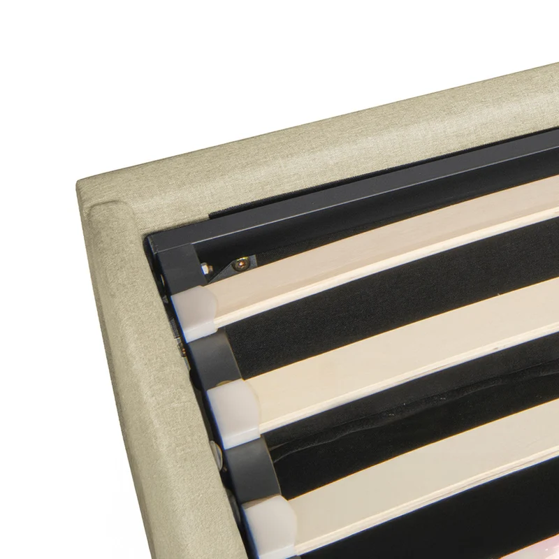 Lit coffre Otto en tissu beige avec sommier 140x190cm
