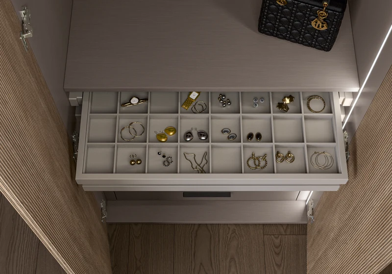 Dressing modulable 2 portes bois rainuré – Hexagon