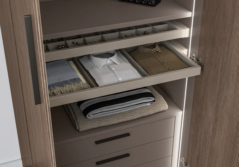 Dressing modulable 2 portes bois rainuré – Hexagon
