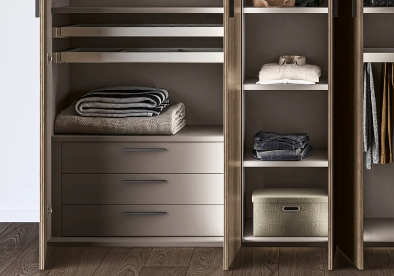 Dressing modulable 2 portes bois rainuré – Hexagon