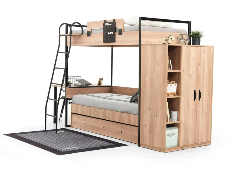 Chambre jeune modulaire et moderne chêne SMART