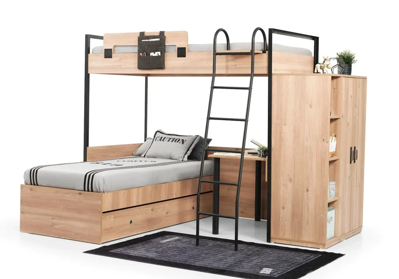 Chambre jeune modulaire et moderne chêne SMART