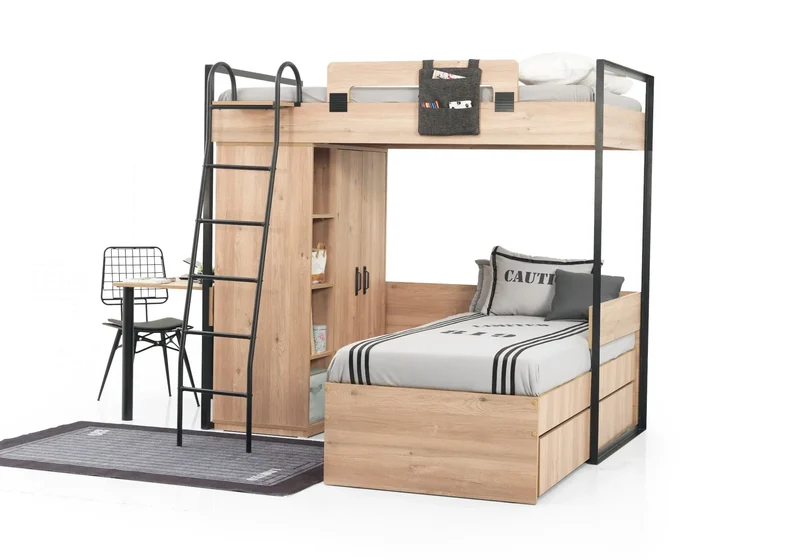 Chambre jeune modulaire et moderne chêne SMART