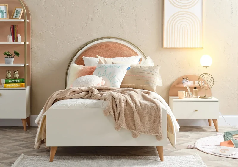 Ensemble de chambre jeune moderne orange LORENA