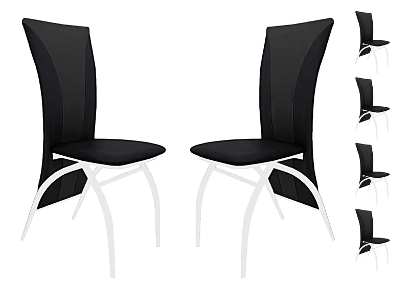 Lot 6 chaises chromé simili noir - Ivo