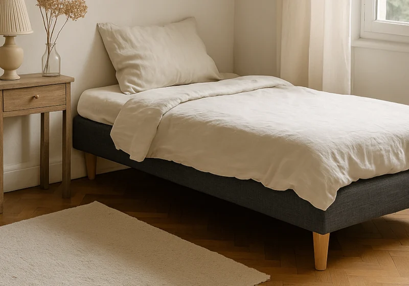 Sommier tapissé gris design 15 cm - Arden