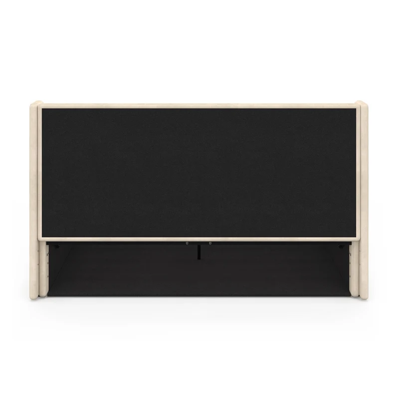 Lit coffre Lucia en velours beige avec sommier et tête de lit 140x190cm