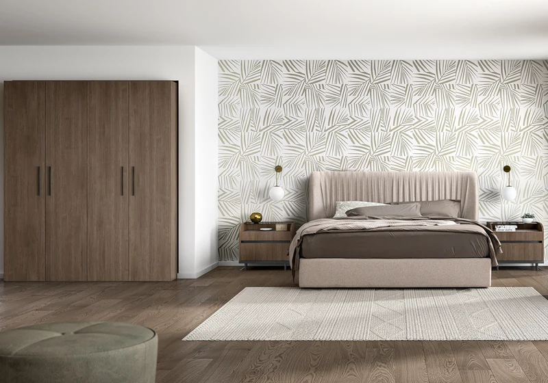 Lit coffre tissu beige moderne – Hexagon