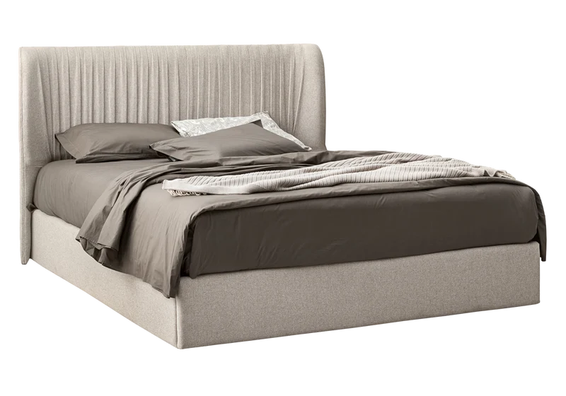 Lit coffre tissu beige moderne – Hexagon