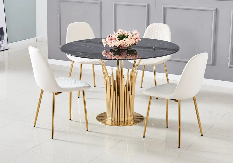 Chaises scandinaves en velours alvéolé beige - Alma x6