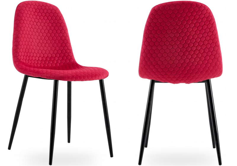 Chaises scandinaves en velours alvéolé fuchsia - Alma x6