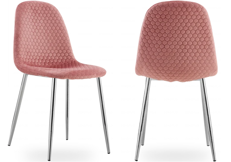 Chaises scandinaves en velours alvéolé rose - Alma x6