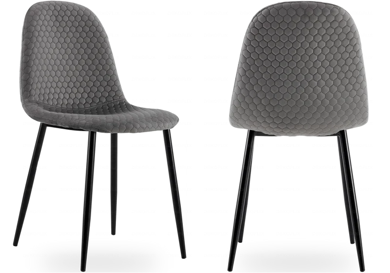 Chaises scandinaves en velours alvéolé anthracite - Alma x6