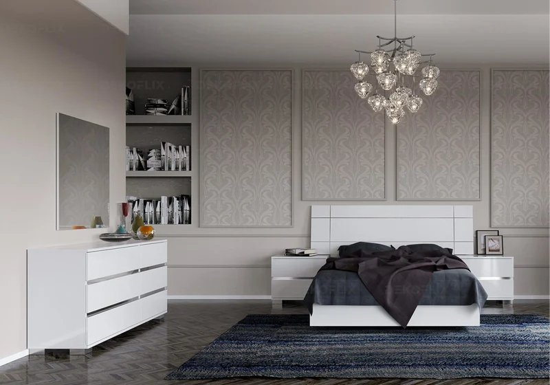 Commode double 6 tiroirs blanc laqué design - Dream