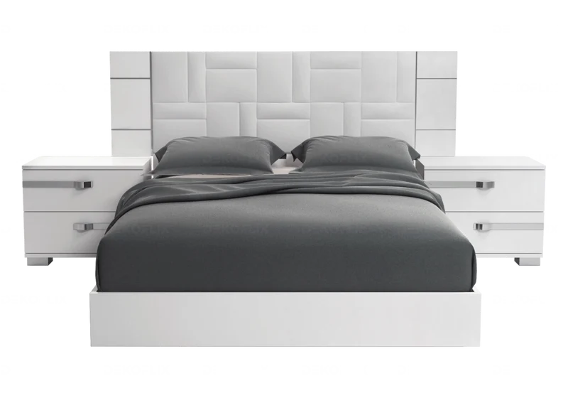 Lit adulte blanc laqué design minimaliste - Dream
