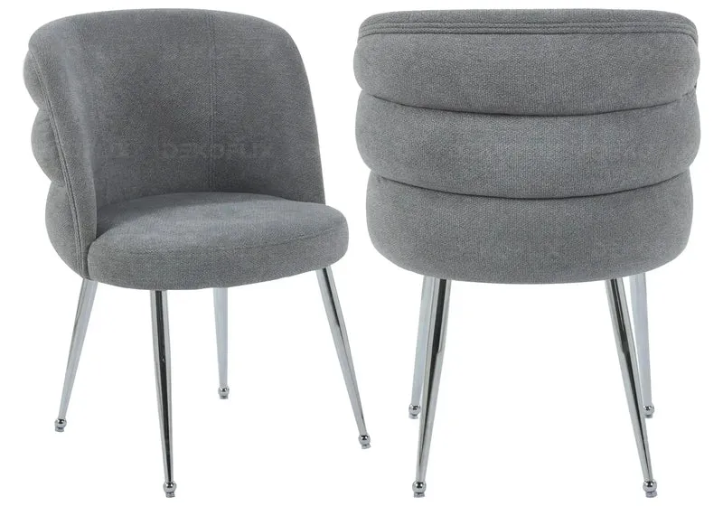 Fauteuils de table en tissu effet lin anthracite - Liza x2