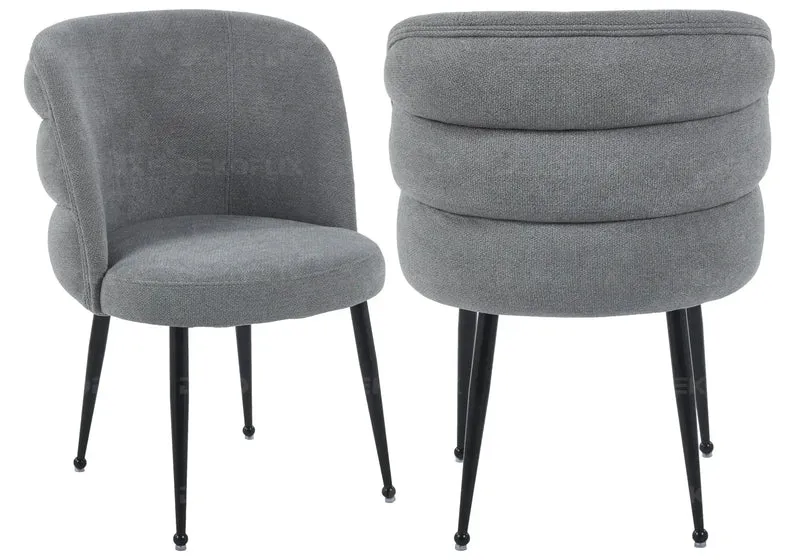 Fauteuils de table en tissu effet lin anthracite - Liza x2