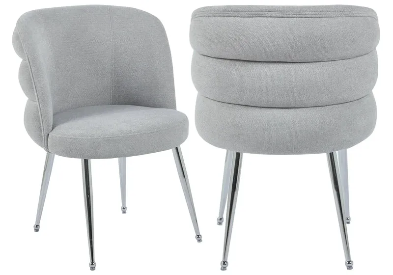 Fauteuils de table en tissu effet lin gris - Liza x2