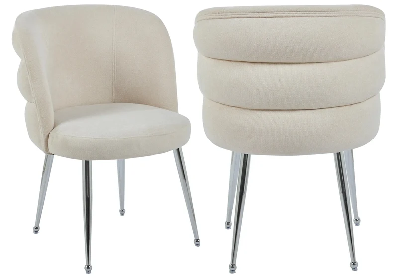 Fauteuils de table en tissu effet lin écru - Liza x2