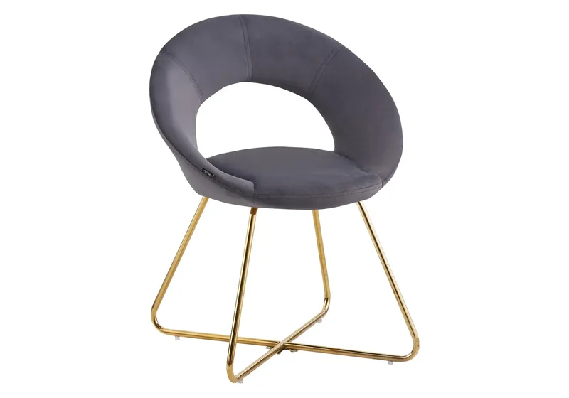 Chaises velours gris arrondies dossier ouvert - Babel x4