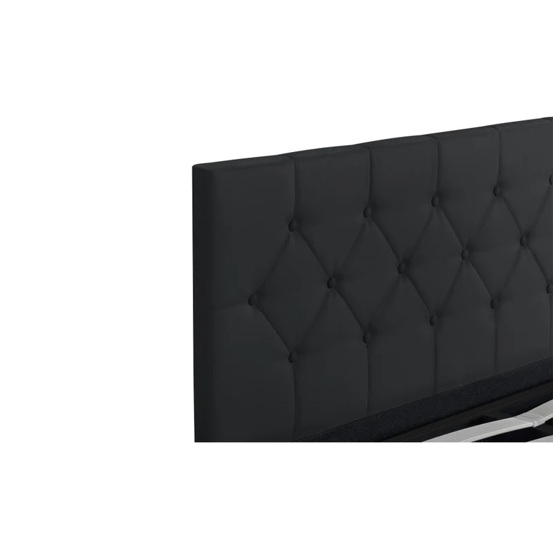 Lit coffre Hanna en PVC noir avec sommier et tête de lit 160x200cm