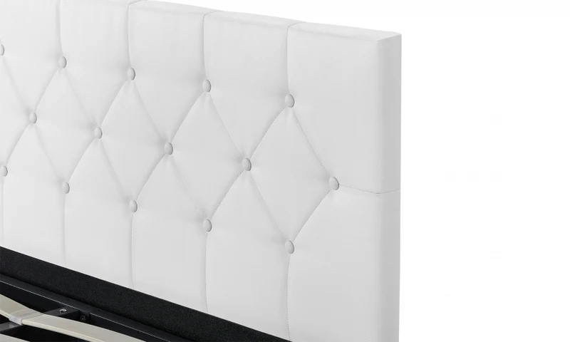 Lit coffre Hanna en PVC blanc avec sommier 160x200cm