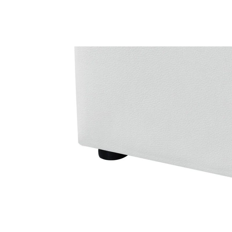 Lit coffre Hanna en PVC blanc avec sommier 160x200cm