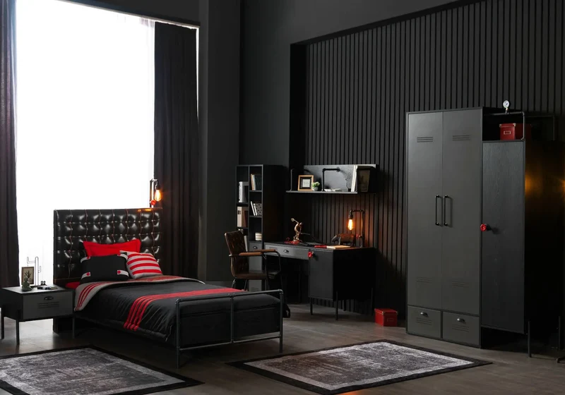 Ensemble complet de chambre pour adolescent noir VALVE