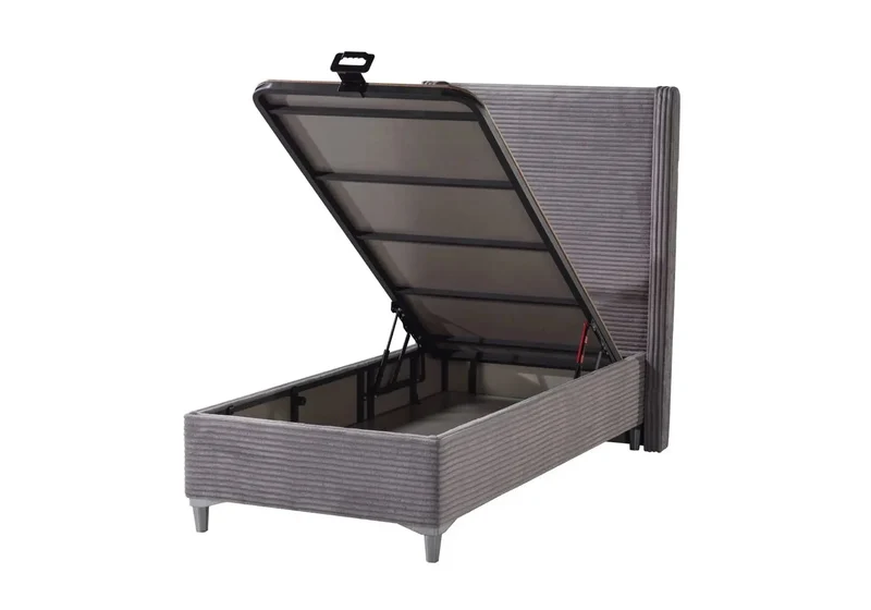Lit coffre velours gris - Hedi