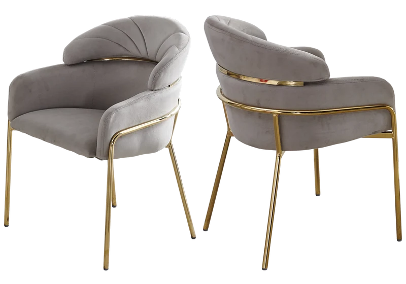 Chaises en velours taupe et pieds dorés - Noam x4
